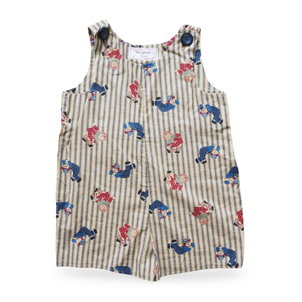Vintage Sabra‎ Raggedy Ann & Andy Romper Blue Striped Toddler Size 4T 5T Rare